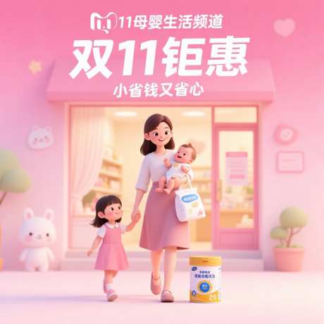 双11母婴钜惠_AI图片下载_采样_1024X1024像素-奶粉,纸尿裤,母婴-作品编号:2025111020088355-志ˇ设·网