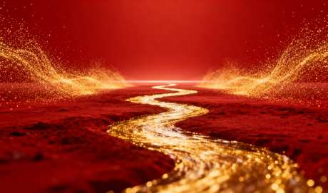 红色KV背景_AI图片下载_采样_2048X1152像素-地平线,金色河流,流动-作品编号:2025111220286404-志˘设˓网