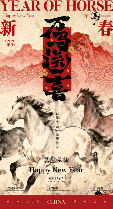 2026马年春节海报源文件168_源文件下载_PSD格式_1080X2000像素-中式,奔腾,万马-作品编号:2025111508482829-志˘设.网