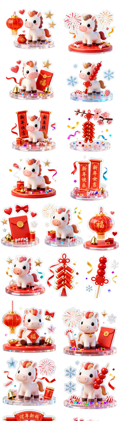 马年新年卡通立体贴纸_源文件下载_PSD格式_1080X5433像素-立体,卡通,新年-作品编号:2025111415142243-志˯设’网