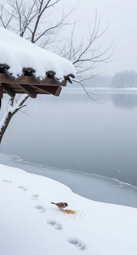 雪天麻雀图_AI图片下载_采样_752X1392像素-雪地,麻雀,小雪-作品编号:2025111416376083-志.设ˌ网