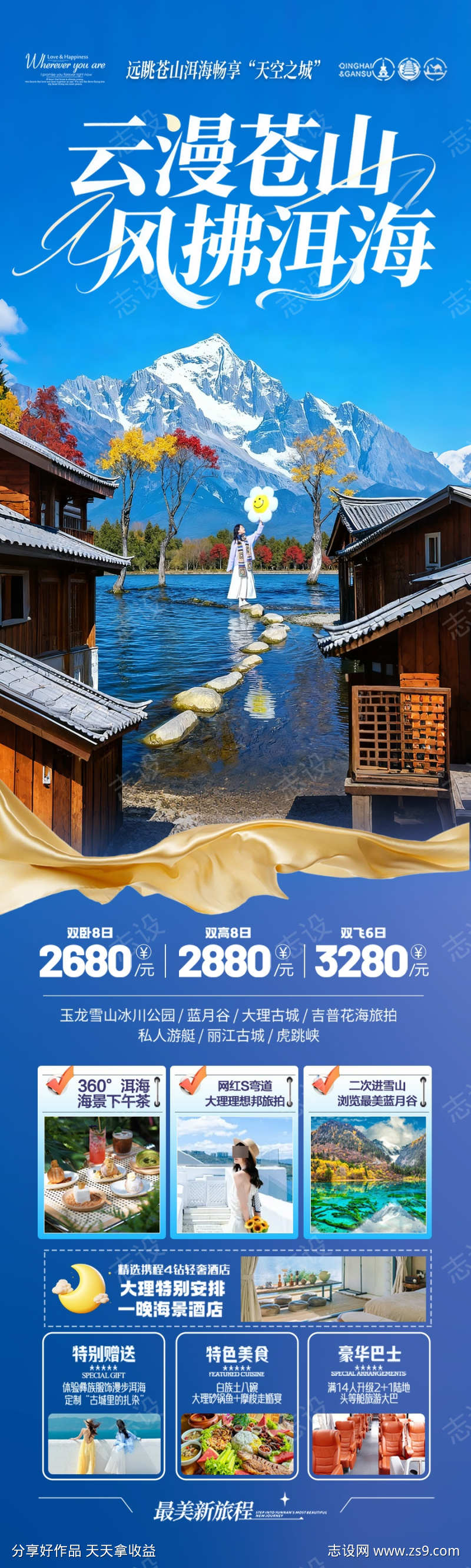 云南旅游海报昆明大理丽江西双版纳