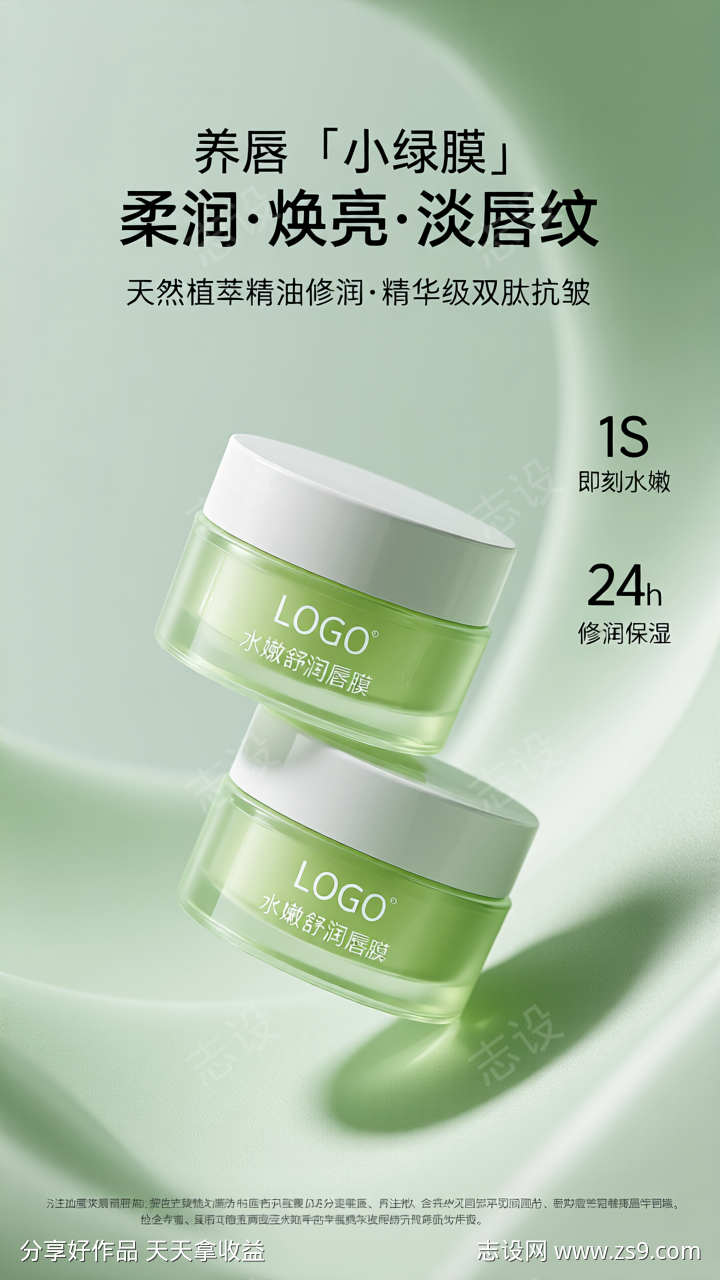 绿色清新美妆面霜海报