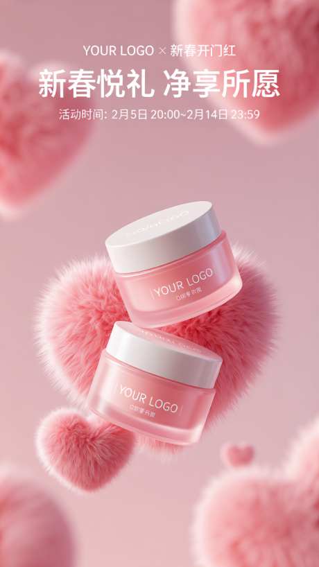 粉色毛绒爱心产品海报背景_AI图片下载_dpmpp_2m采样_720X1280像素-海报,宣传,产品-作品编号:2025111913582040-志˙设˓网