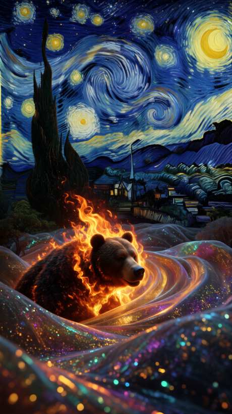 炫彩国风梵高风格流动丝绸