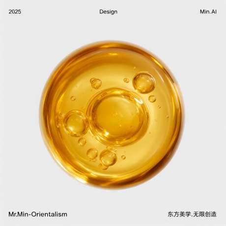 光影细腻金黄通透液体气泡