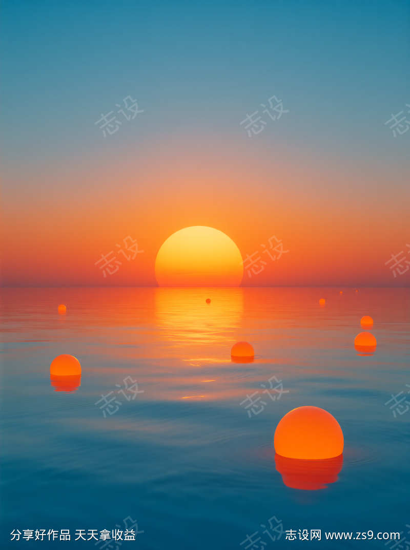 落日展览海报背景图