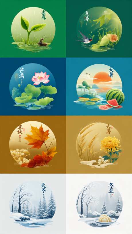 中国二十四节气主题插画_AI图片下载_euler采样_720X1280像素-立春,冬至,插画-作品编号:2025112217327856-志˱设˯网