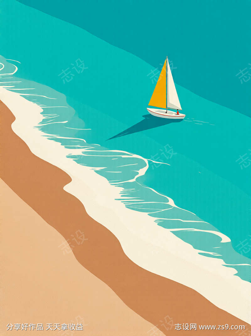 扁平化几何美学风格插画