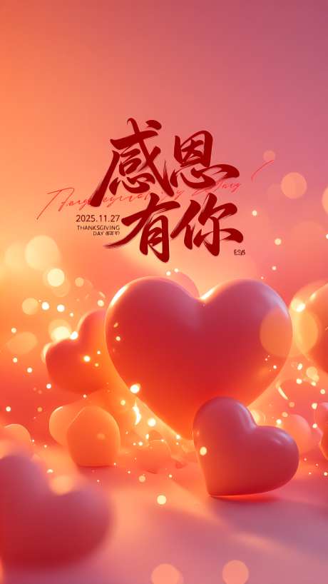 感恩节主题温暖质感海报_AI图片下载_采样_720X1280像素-海报,暖橙,爱心-作品编号:2025112616271466-志˱设͵网