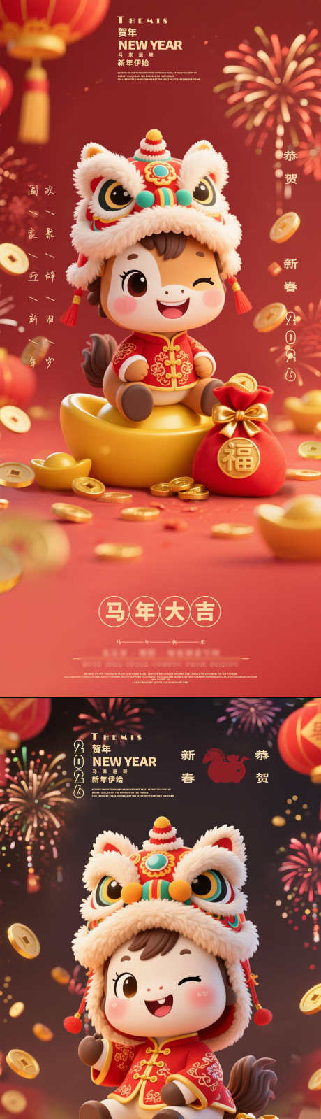 三维立体卡通小马春节元旦新年海报_源文件下载_PSD格式_1080X4683像素-喜庆,福袋,卡通-作品编号:2025113011589975-志,设‛ۛ网