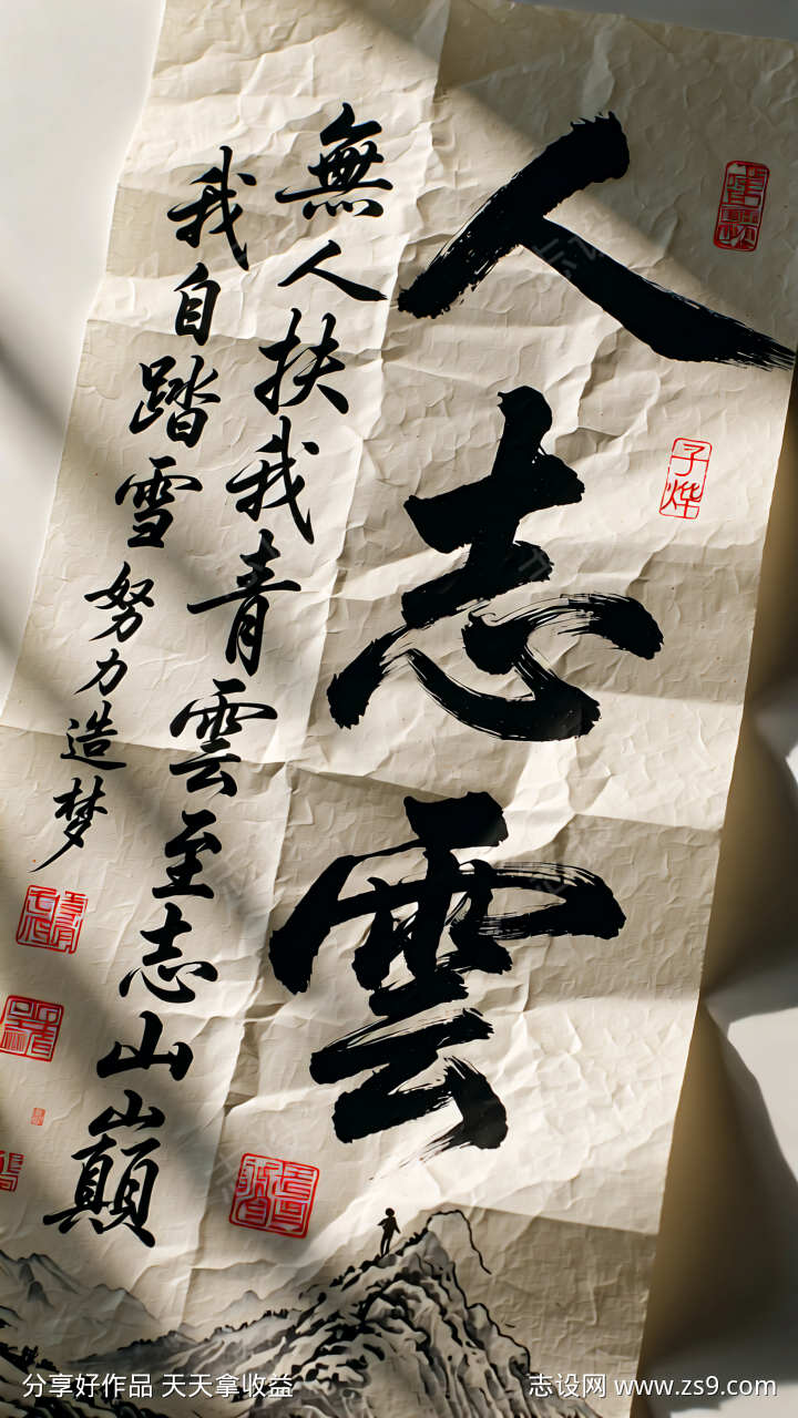 竖排行书书法作品特写