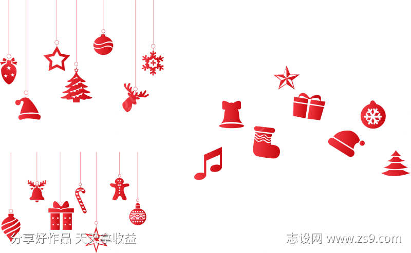 圣诞节矢量手绘元素红色
