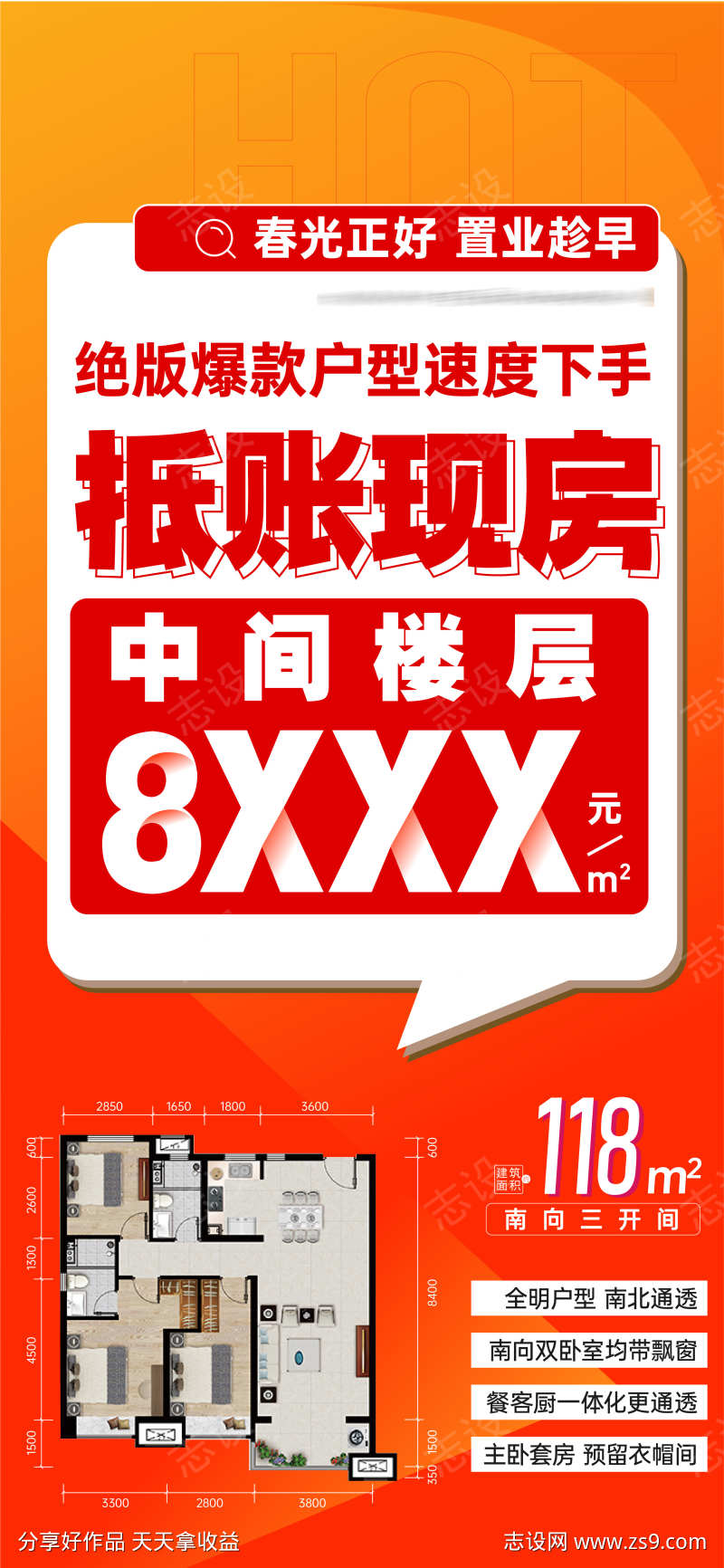 抵账大字报户型特价房