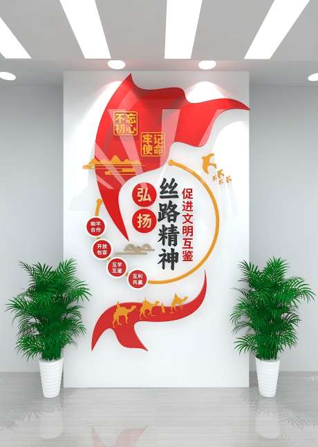 弘扬丝路精神党建文化墙