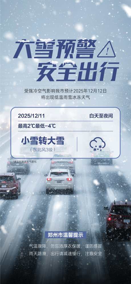 大雪预警海报