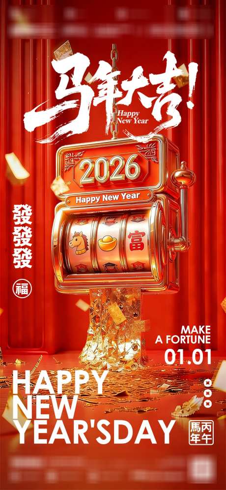 马年元旦新年大吉_源文件下载_PSD格式_1136X2460像素-酒吧,新年,元旦-作品编号:2025121516523664-志ˌ设,网