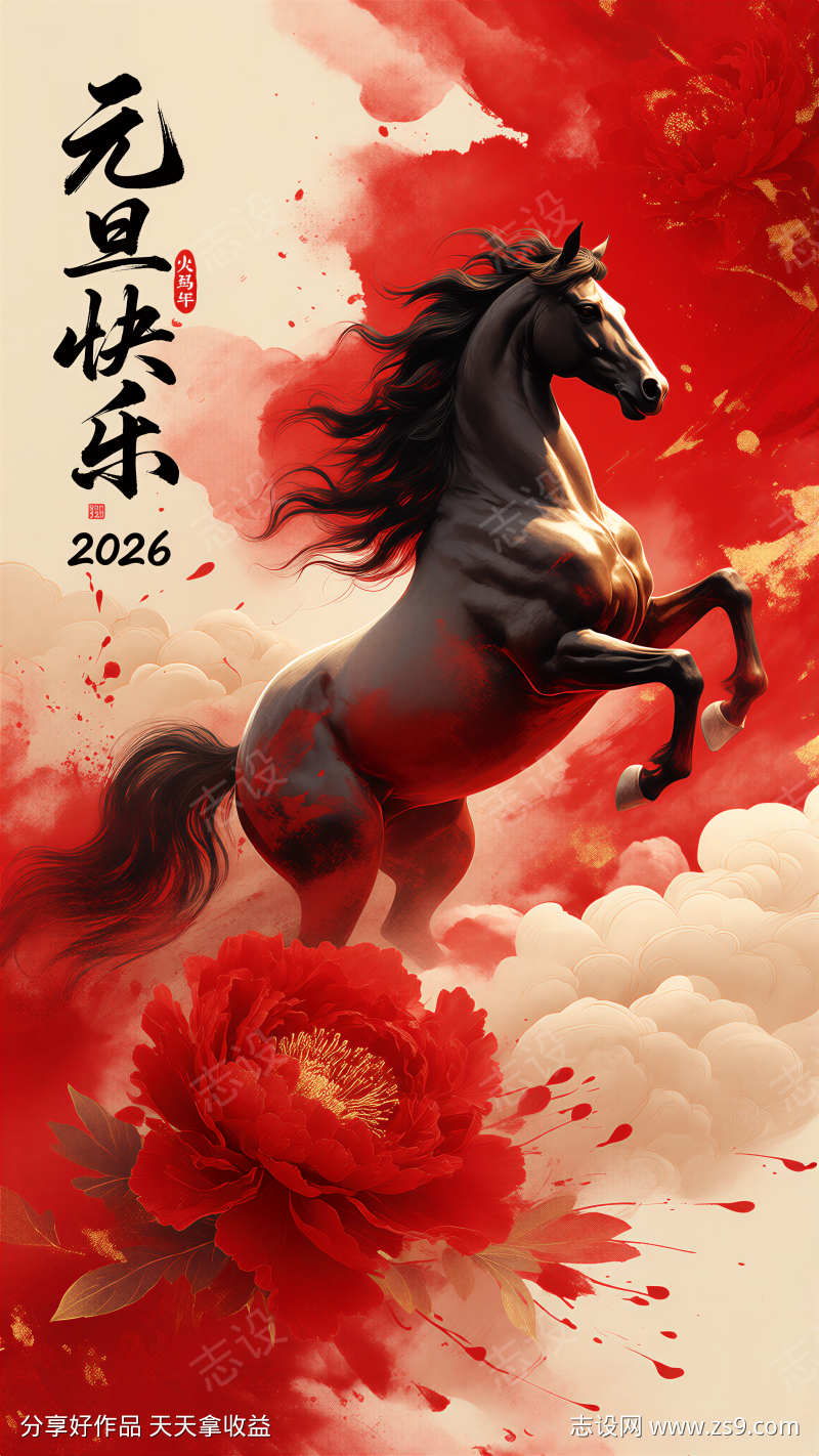 2026马年水墨海报