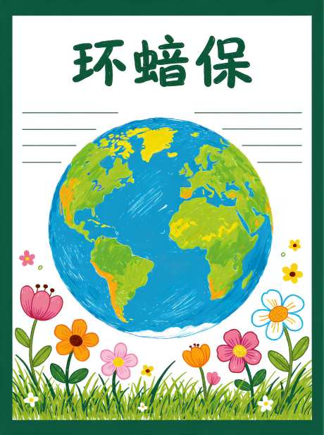 蜡笔画风格手绘手抄报模板