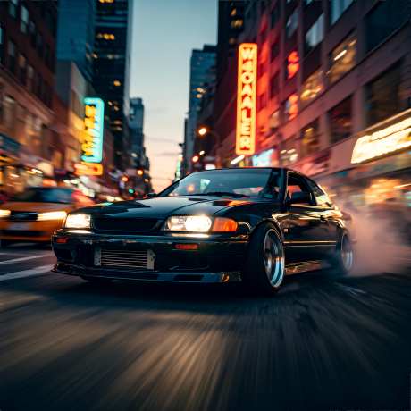 喧闹城市汽车特效海报