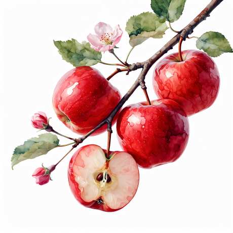 水彩画手绘丰硕苹果