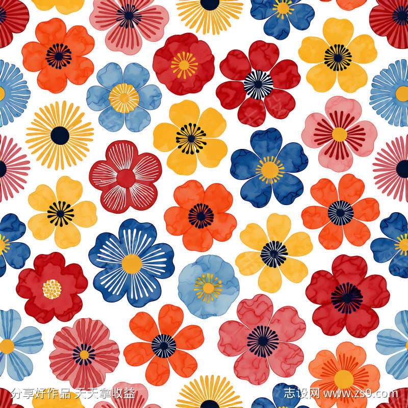 水彩装饰画花瓣无缝图案