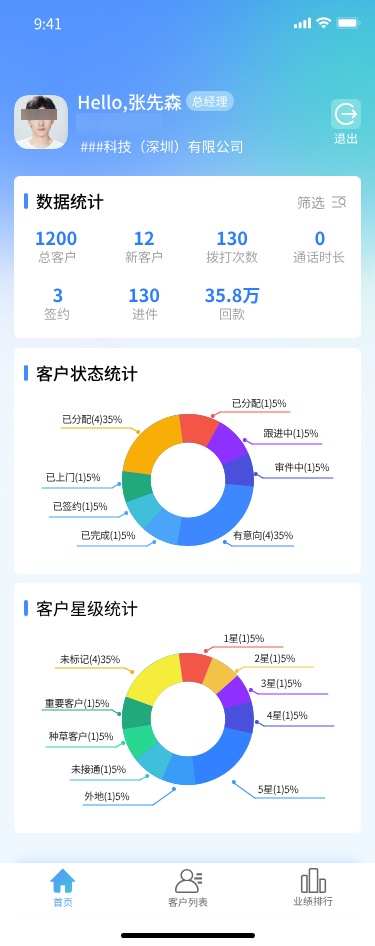CRM客户管理APP首页
