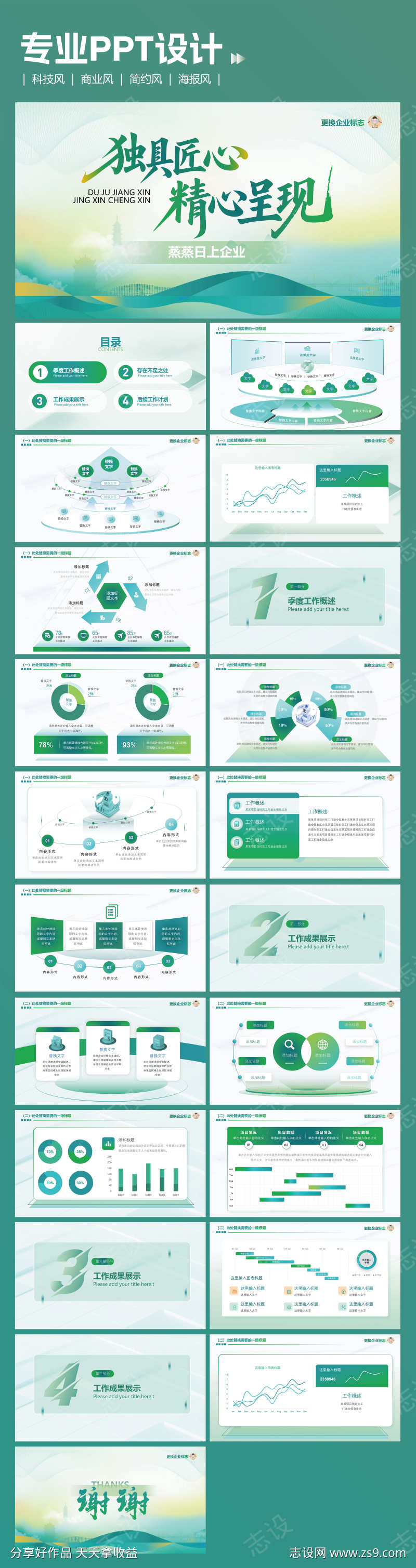 企业工作汇报简约风PPT设计