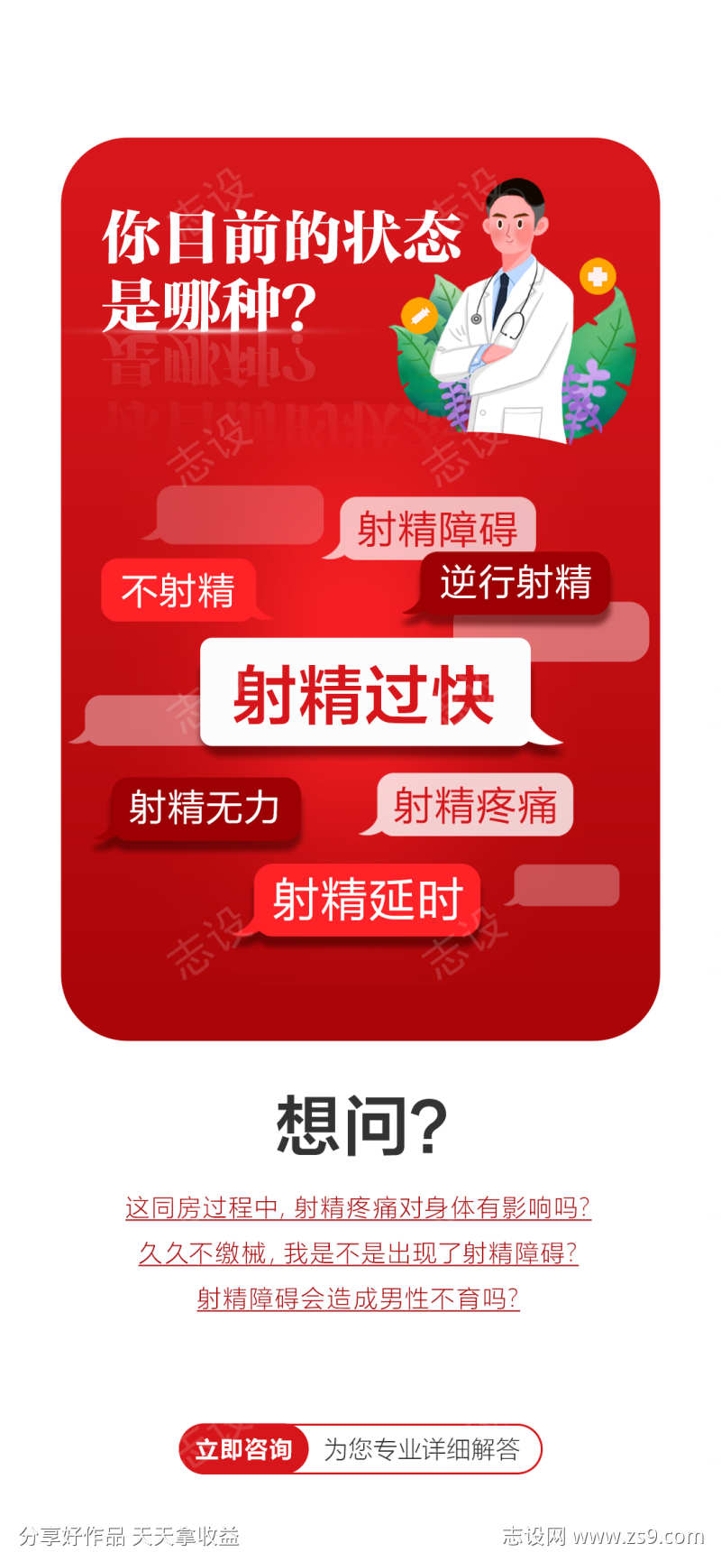 红色医疗男科问答海报