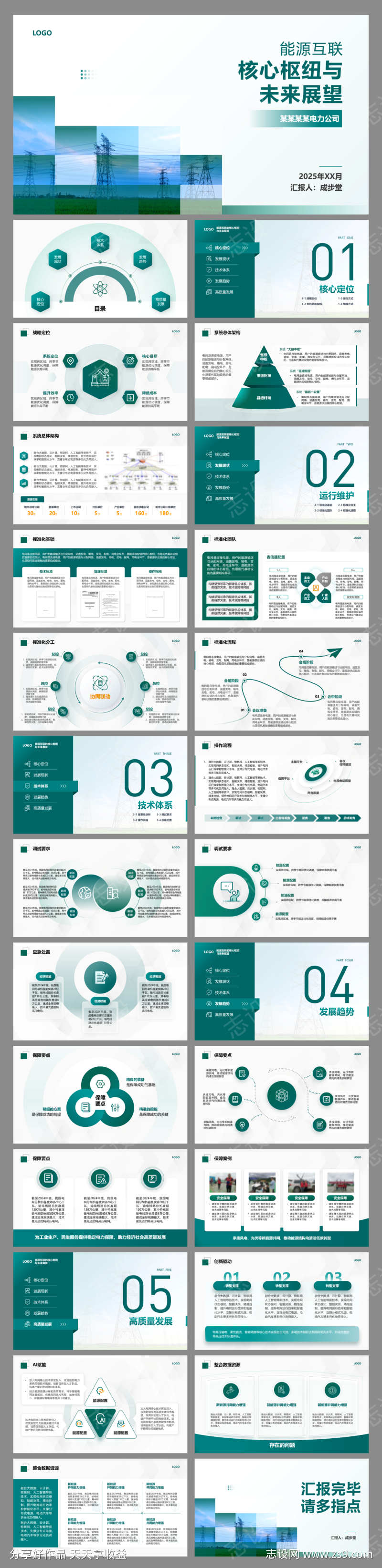 电网电力商务简约几何工作汇报营销ppt