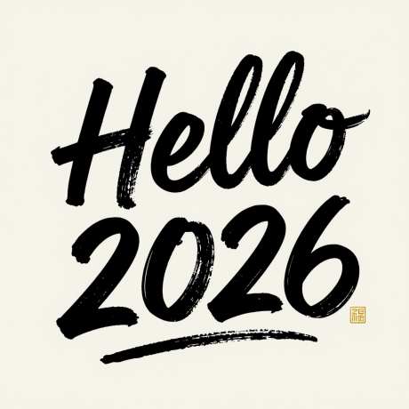 黑色草书狂野奔放字体Hello2026