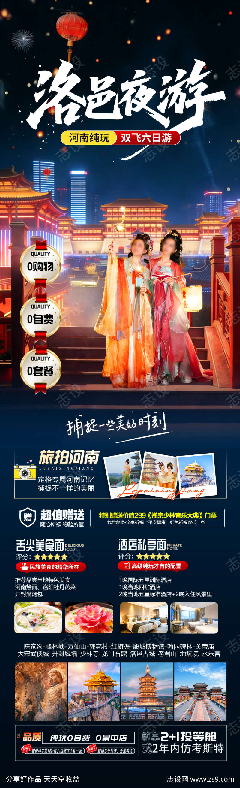 洛邑夜游旅游海报