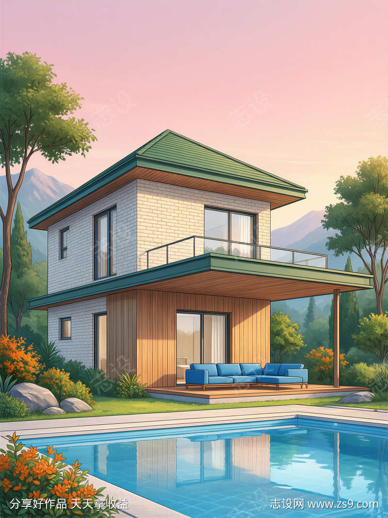 现代简约风格住宅插画