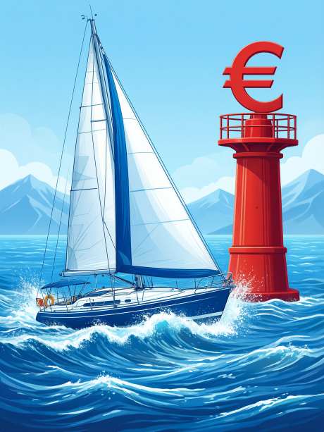 白蓝帆船航海插画_AI图片下载_采样_3072X4096像素-欧元,扁平化,插画-作品编号:2026010812006562-志′设˓网