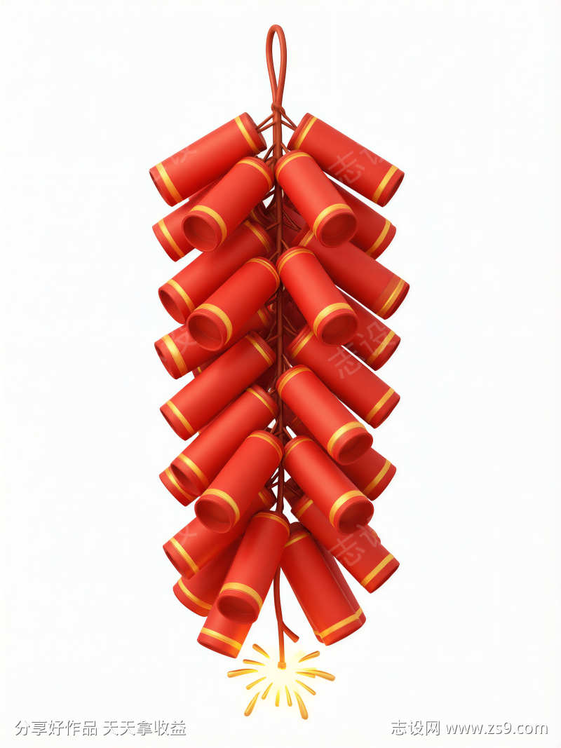 春节鞭炮插画元素