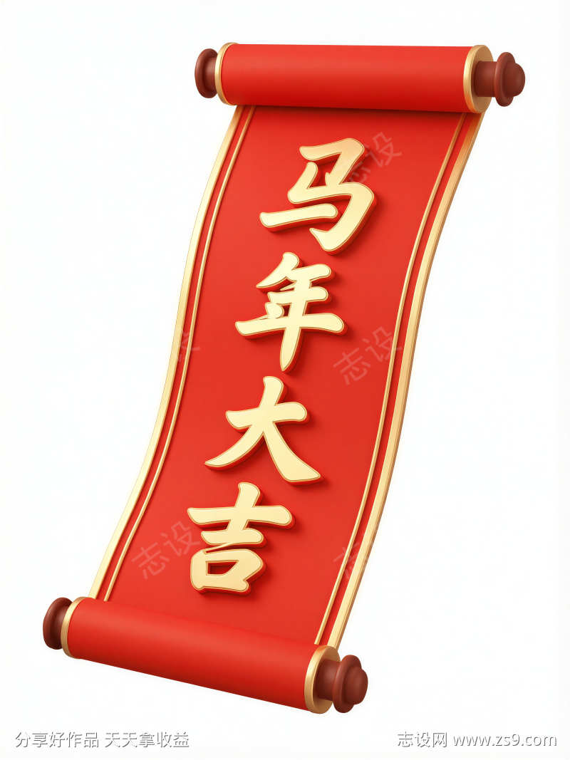 春节卷轴插画元素