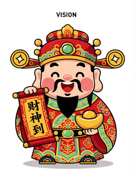 喜庆卡通财神主题插画_AI图片下载_euler采样_3058X4094像素-喜庆,卡通,财神-作品编号:2026011208406697-志‘设‛ۛ网
