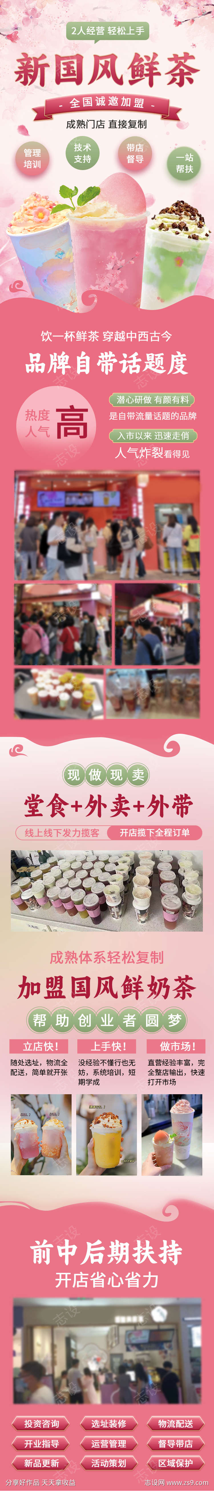 新国风鲜茶招商加盟落地页