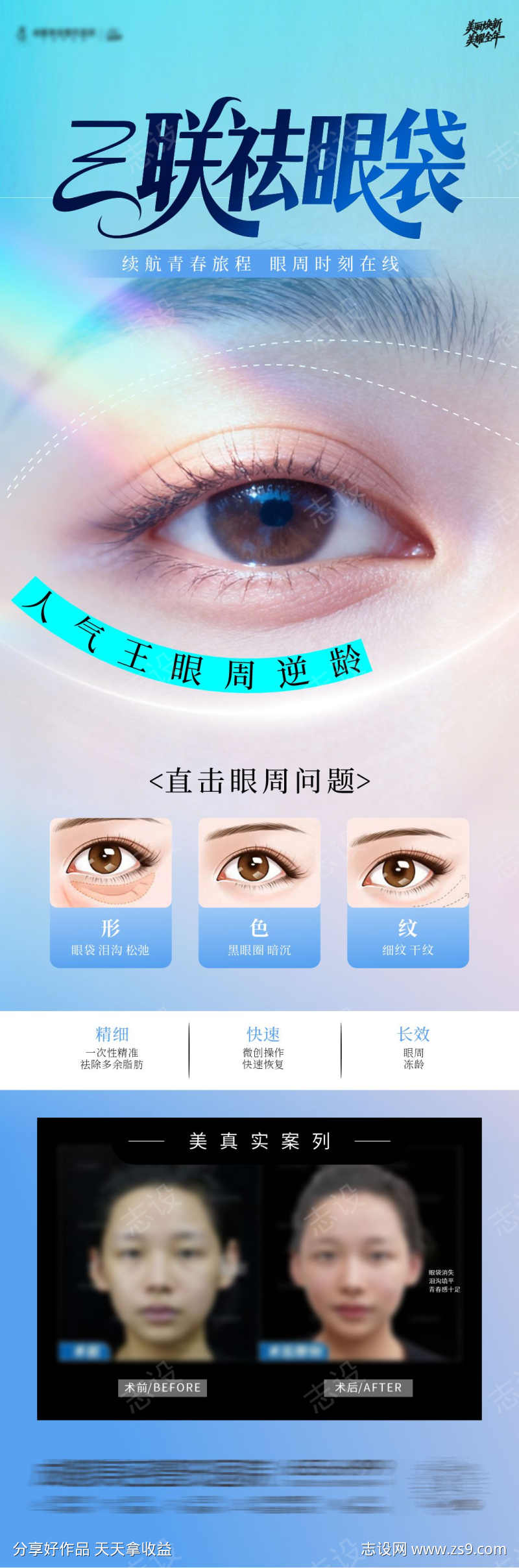 三联祛眼袋海报