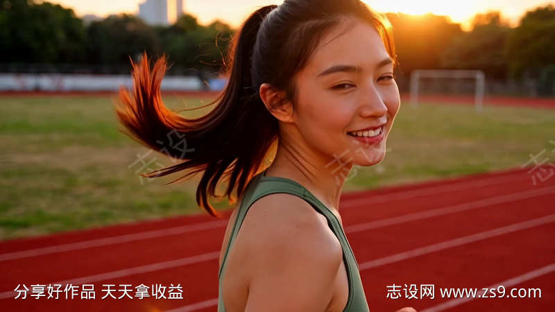 美女跑步健美塑形健身锻炼运动