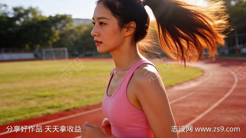 美女锻炼健美跑步塑形运动健身