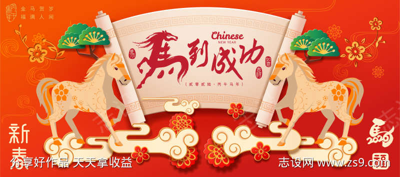 2026马年新年活动背景板