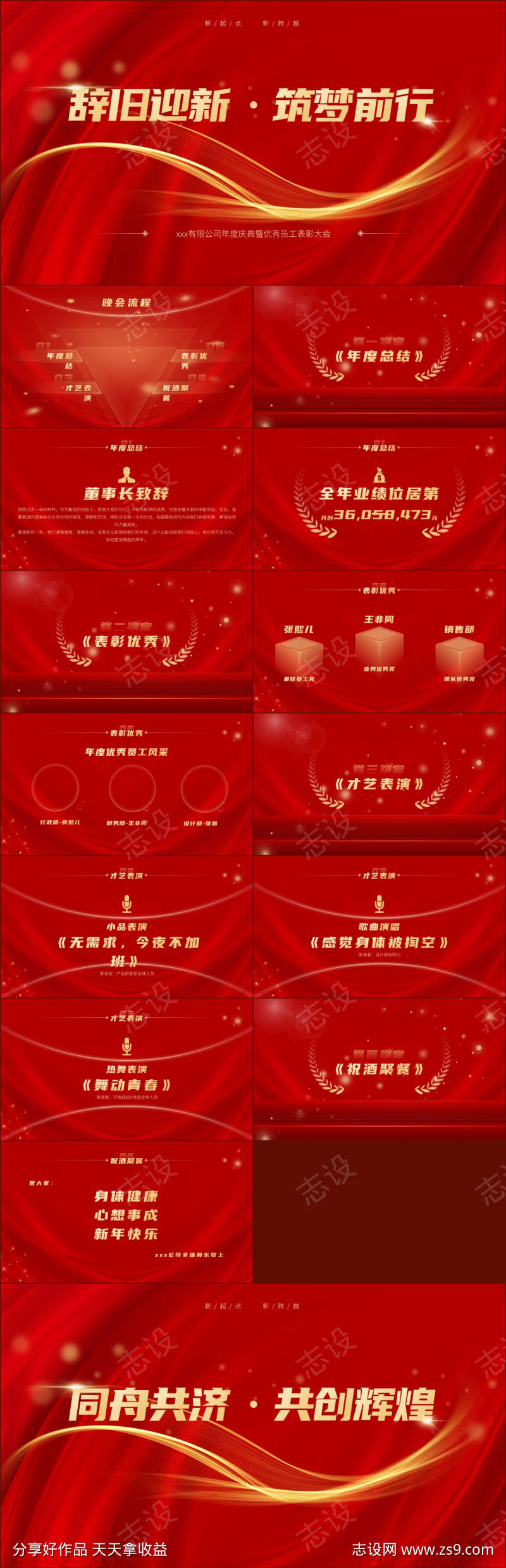 红色大气企业年会PPT