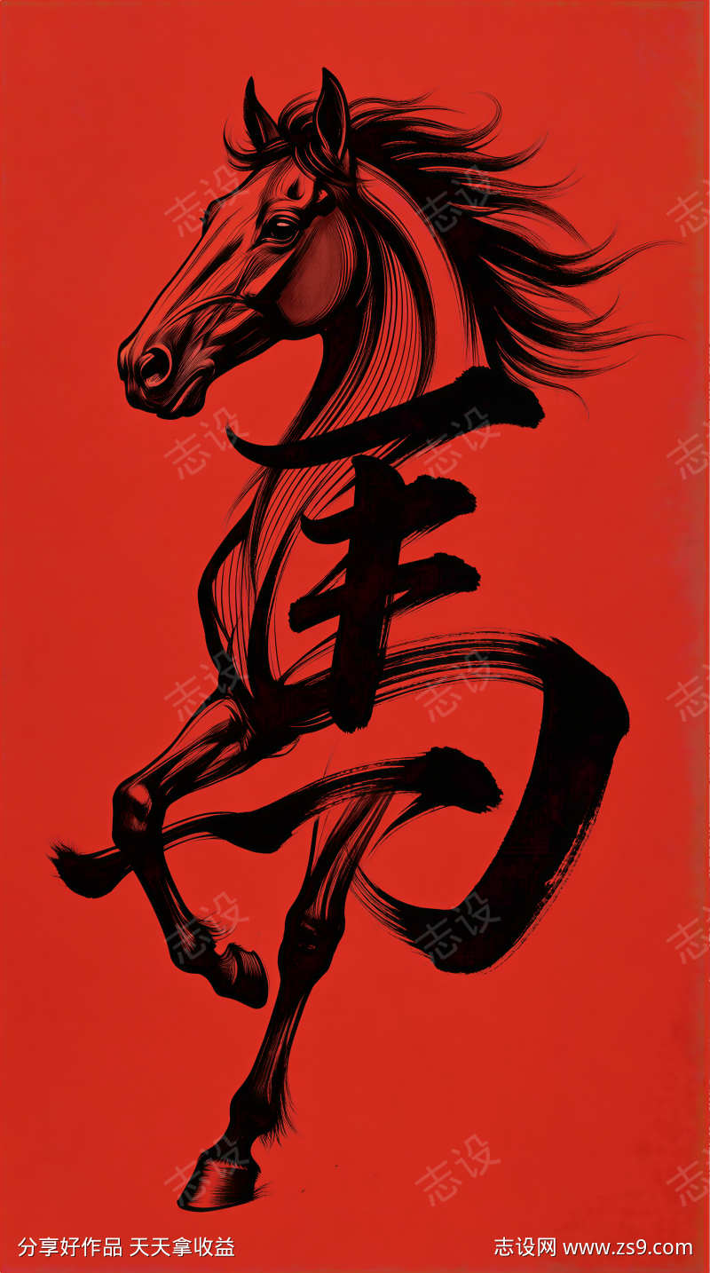 形似马头英俊马字