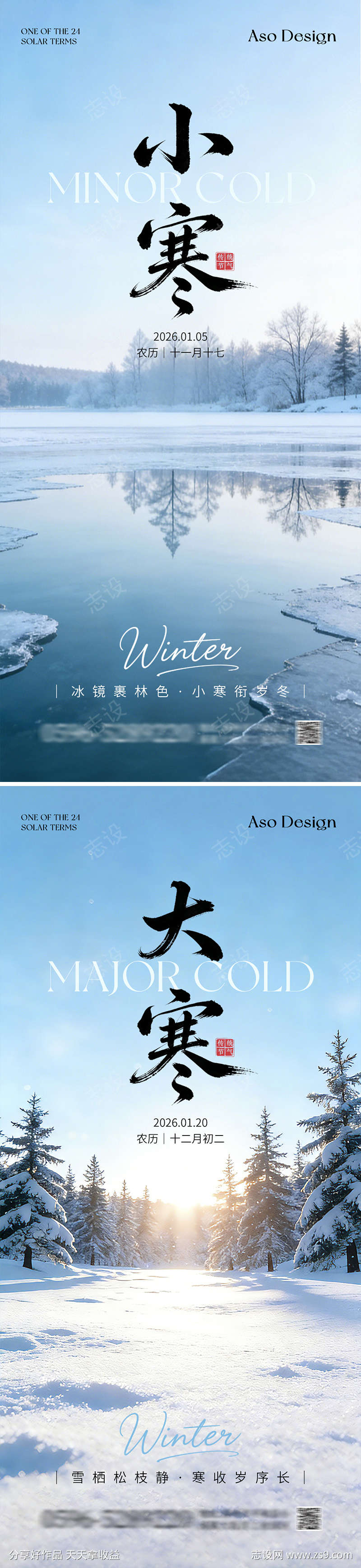 地产小寒大寒节气系列海报