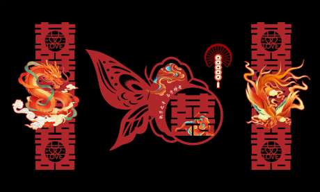 中式蝴蝶花卉结婚喜庆装饰KT板_源文件下载_CDR格式_2972X1792像素-美陈,装饰,婚礼-作品编号:2026020714092082-志’设˒网