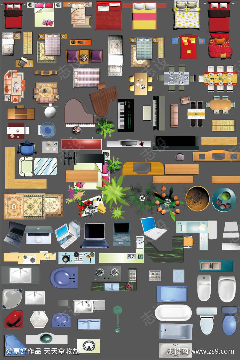 地产户型渲染图元素