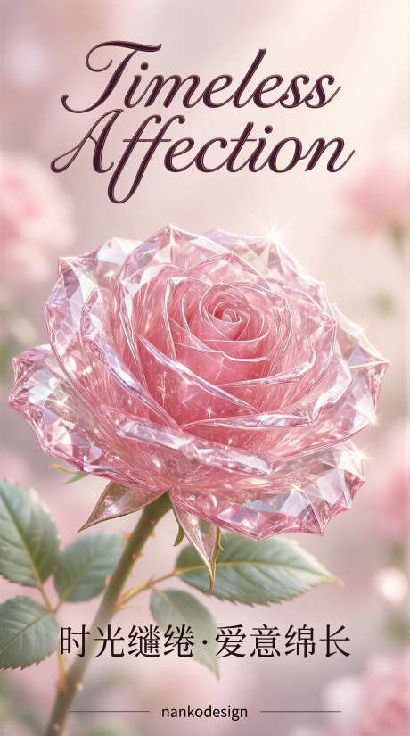 浪漫唯美风格水晶玫瑰海报