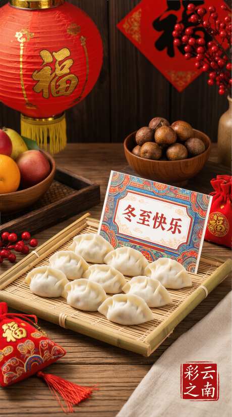 中国传统节气冬至主题海报