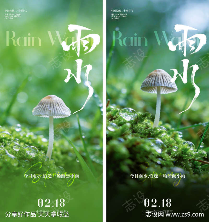 雨水节气海报